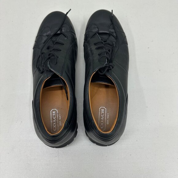 Coach Quincey Black Leather Low Top Lace Dress Sneakers Shoes Mens size 10 D - Picture 11 of 12